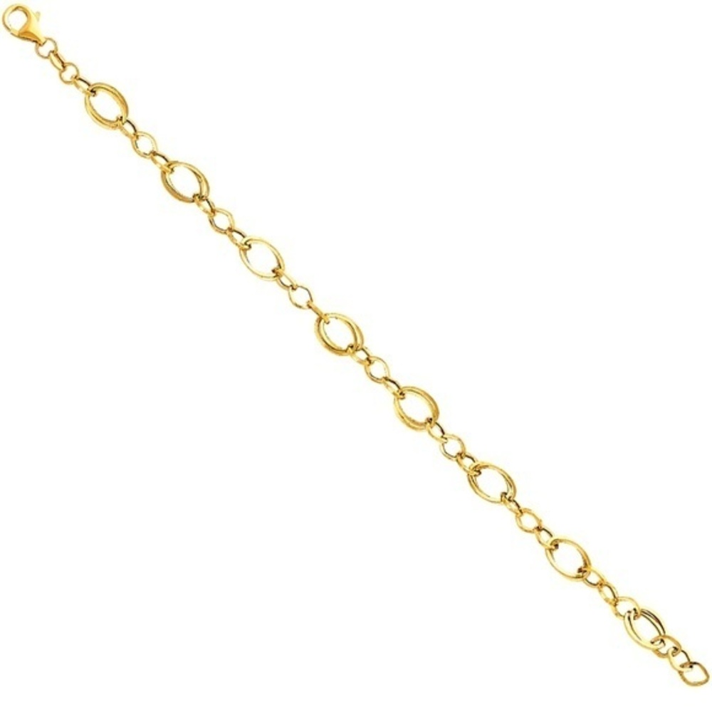 14K Solid Yellow Gold Link Chain Bracelet 7.5'